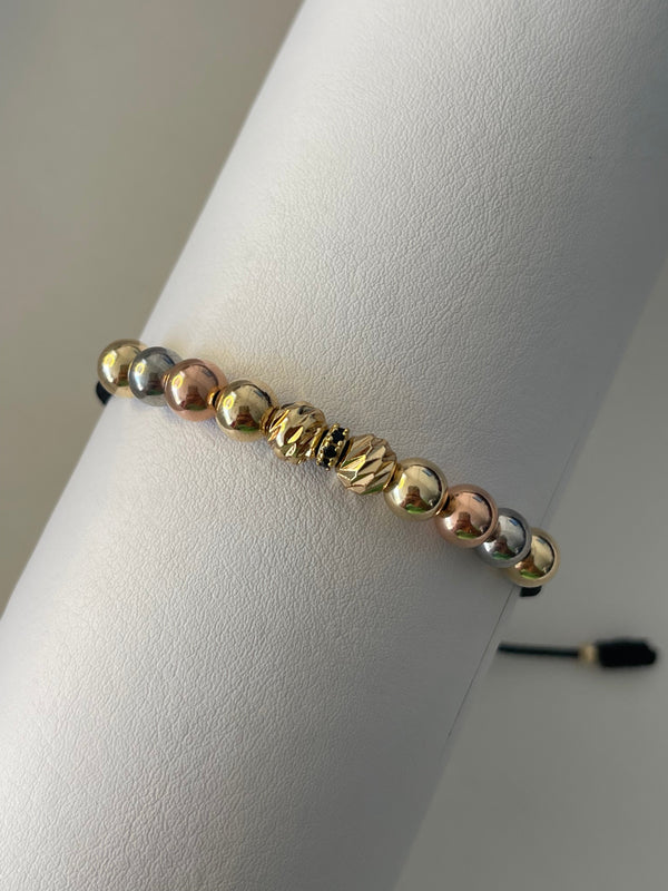 Pulsera 3 oros diamantada ✨ (6mm)
