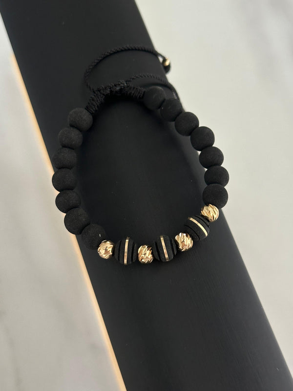 Pulsera neopreno argollado 8mm, diamantado 6mm