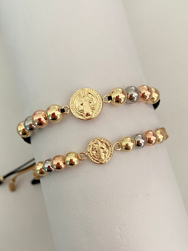 Pulseras pareja San Benito med y peq (6mm y 5mm)