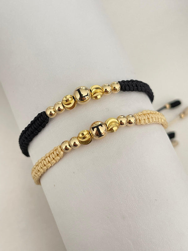 Pulseras pareja italy inicial (5mm, 4mm)