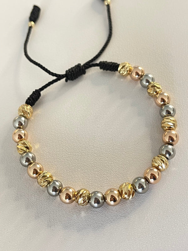Pulsera 3 Oros Diamantada 6mm