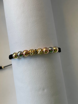Pulsera 3 oros diamantada ✨ (6mm)