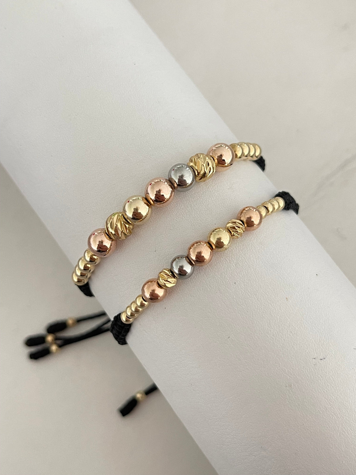 Pulsera Pareja 3 oros diamantada (6mm,4mm, 5mm,3mm)