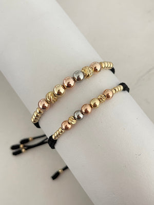 Pulsera Pareja 3 oros diamantada (6mm,4mm, 5mm,3mm)