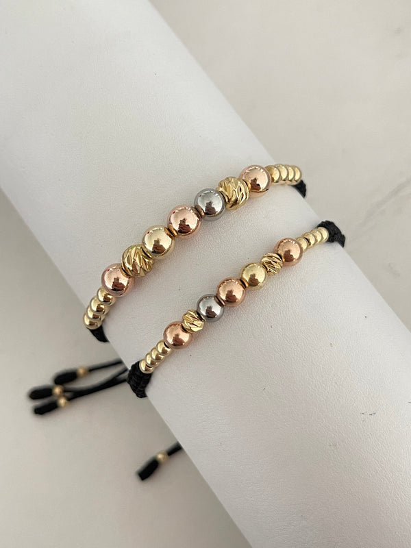 Pulsera Pareja 3 oros diamantada (6mm,4mm, 5mm,3mm)