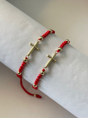 Pulseras cruz mediana de pareja (4mm)