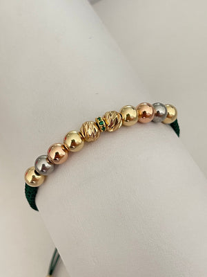 Pulsera 6 milímetros tres oros diamantada + rondel