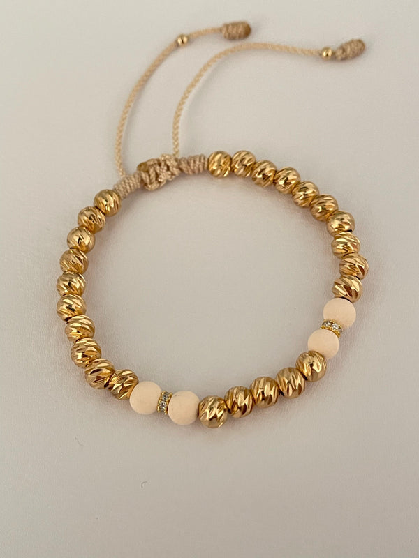 Pulsera diamantada 6mm + rondel cristal