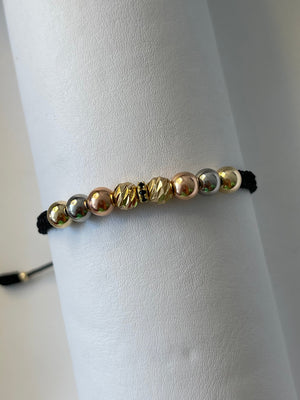 Pulsera 3 oros diamantada ✨ (6mm)