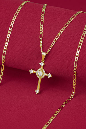 Cadena tejido cartier 3mm + Dije cruz cristal