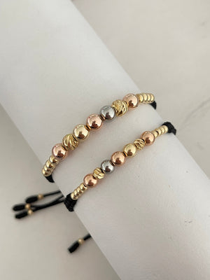 Pulsera Pareja 3 oros diamantada (6mm,4mm, 5mm,3mm)