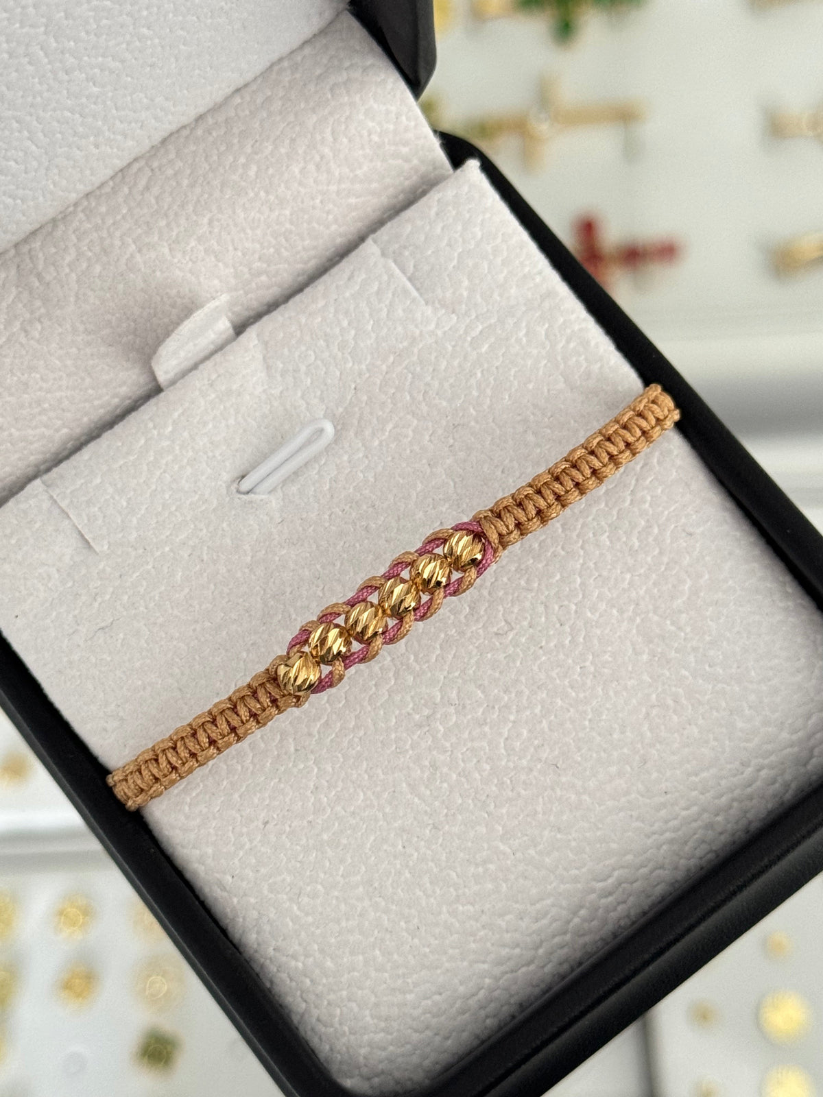 Pulsera tejido balin diamantado