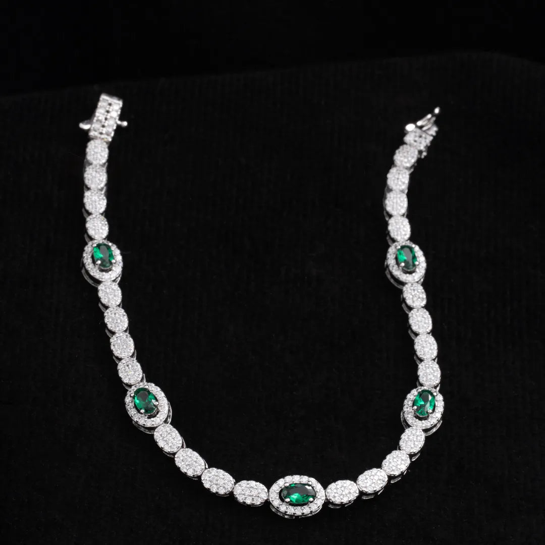 Brazalete deluxe green 18.5 Cms, plata ley 925