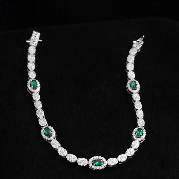 Brazalete deluxe green 18.5 Cms, plata ley 925
