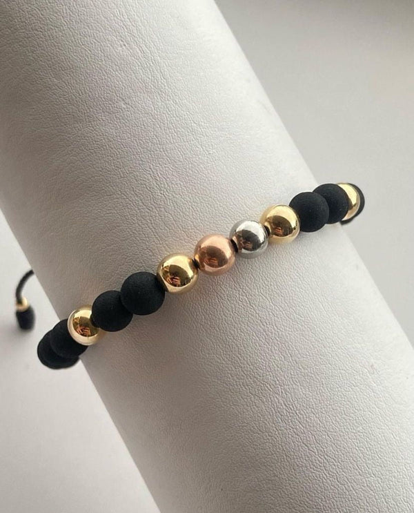 Pulsera con balines 3 oros #6