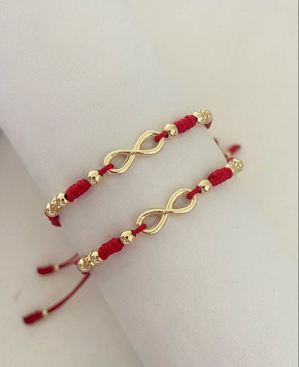 Juego pulsera infinito con balines lisos y diamantados 4mm. X2