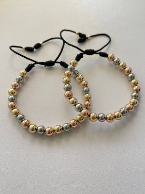 Pulsera Pareja 6mm 3 oros
