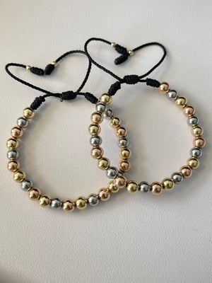Pulsera Pareja 6mm 3 oros